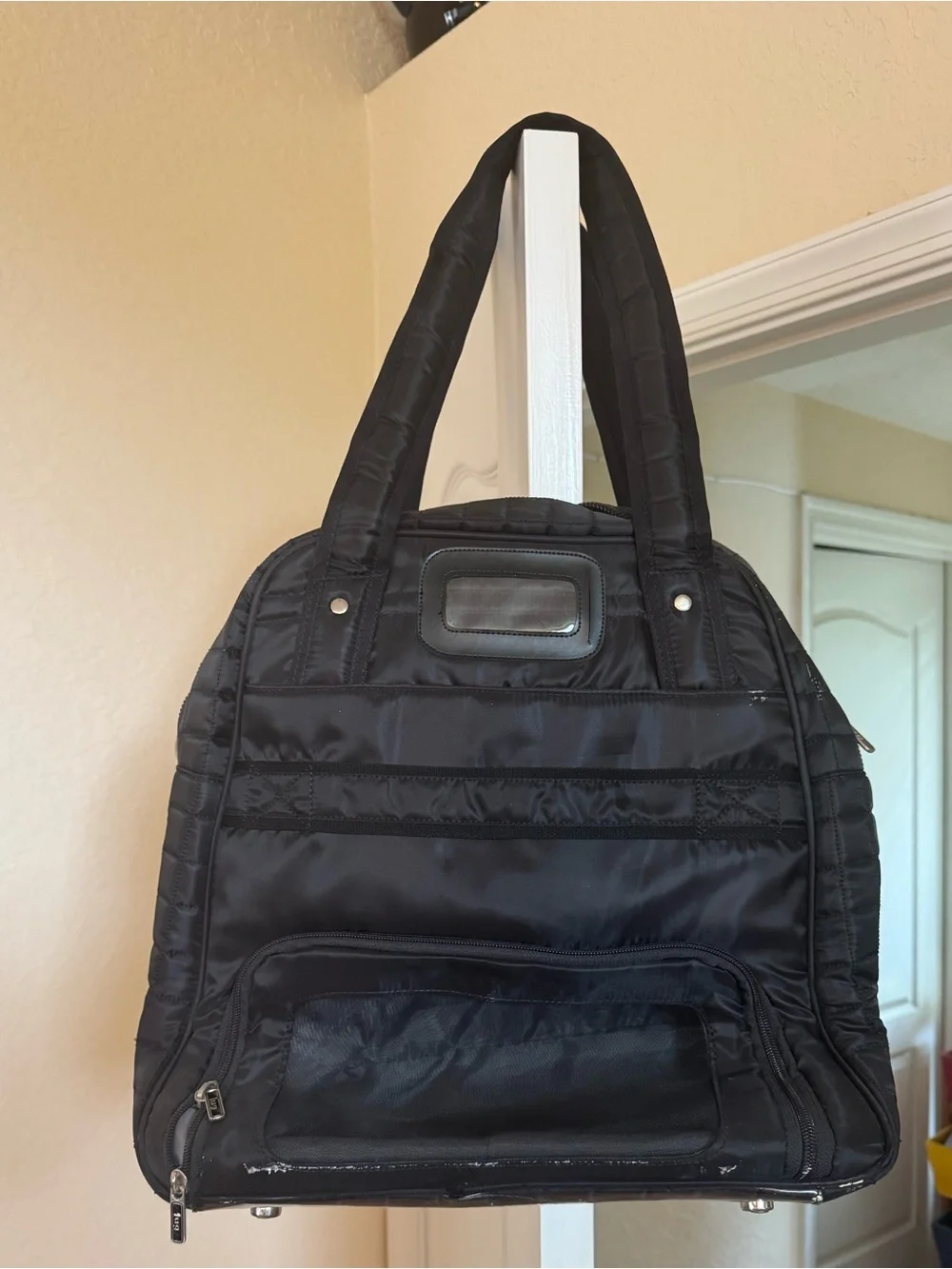 lug Black Quilted Duffel Tote Bag with lots of Pockets